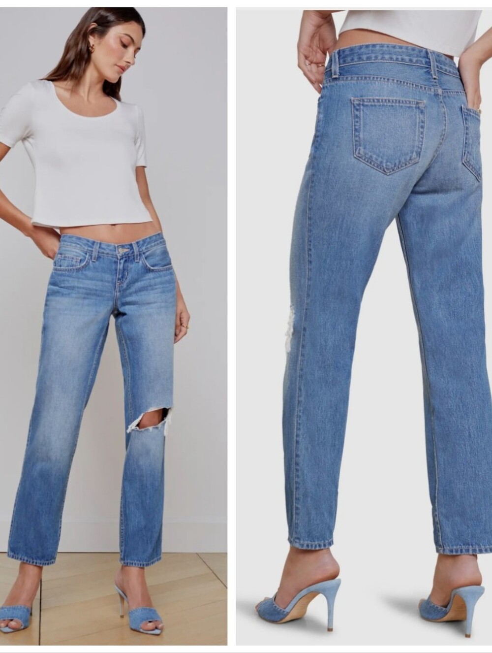 NWT L'AGENCE $315 Nevia Slouchy Straight Leg Jeans "Hilmar Destruct" Women's 29